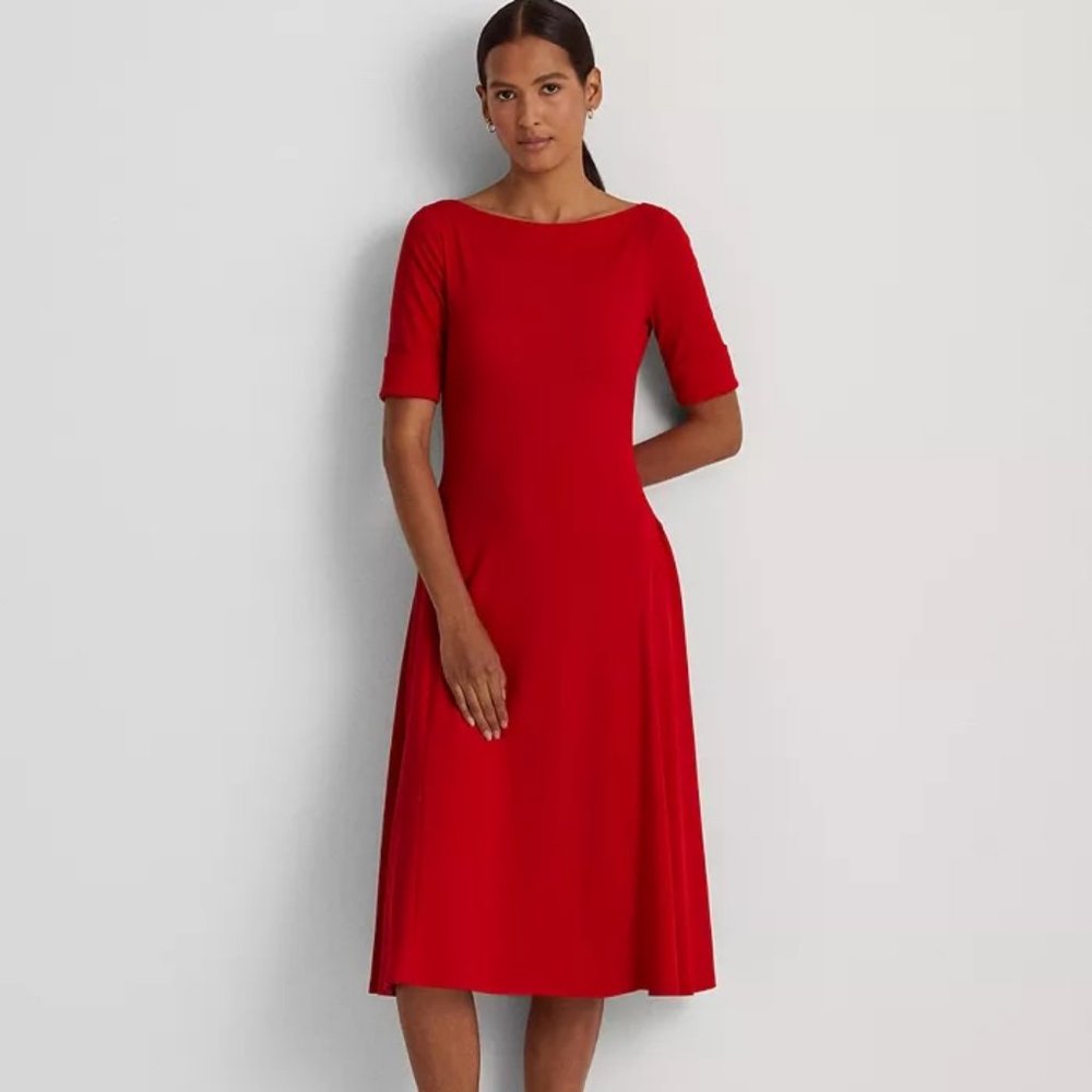 Ralph Lauren Stretch Cotton Midi Dress